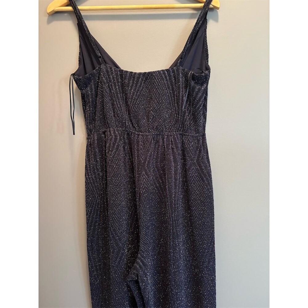 Mi Ami Jumpsuit Womens Size M Blue Glitter Wide-Leg Surplice V-Neck Party - Picture 5 of 8